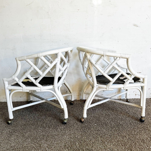 Boho Coastal Chippendale Style Dining Chairs by Henry Link - set of 4 - Bild 4 von 11