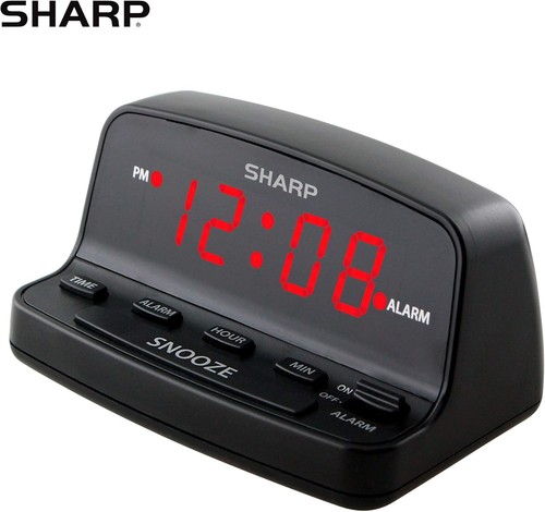 Sharp Digital Alarm Clock with Keyboard Style Controls, Battery Black - Picture 2 of 6