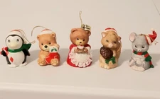 5 Vintage JSNY/Jasco L’il Chimers Bisque Porcelain Christmas Ornaments