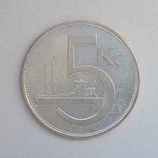 Czechoslovakia 5 Korun, 1929, Silver, KM 11