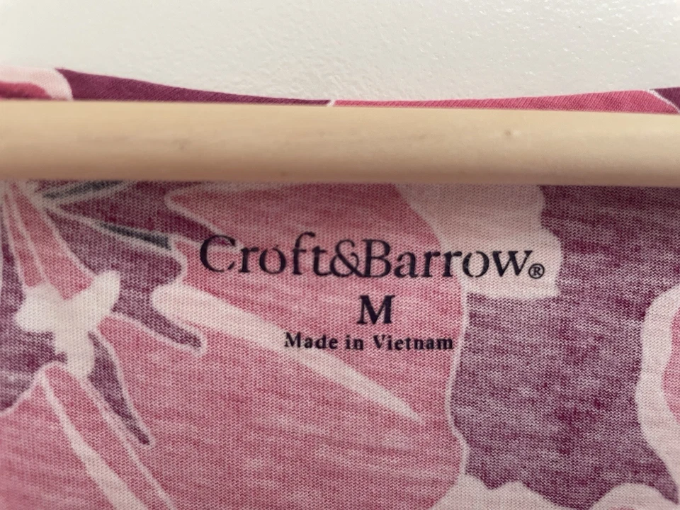 Camiseta sin mangas Croft&Barrow para mujer colorida rosa floral suave mezcla de algodón M Foto 2 de 4