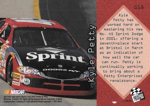 2001 Press Pass Optima - Kyle Petty #G18 Gold - NASCAR Auto Racing - Picture 2 of 4