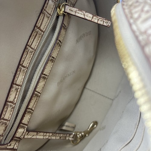 NWT $345 Brahmin Small Bowie Ridgemont Hand Woven Leather Round Crossbody Sand - Picture 8 of 15