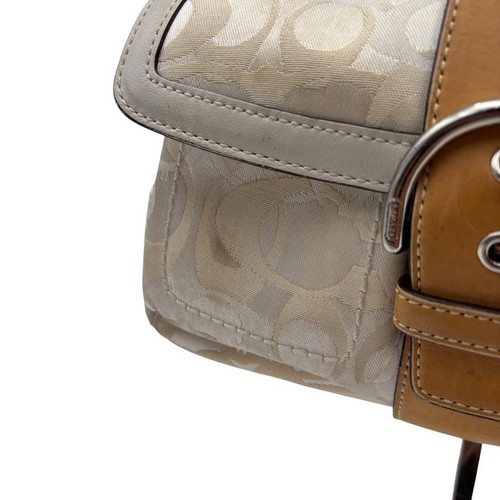 Bolso de Hombro COACH Soho Firma Blanco Lona Solapa Para Mujer USADO DE JAPÓN - Imagen 13 de 18