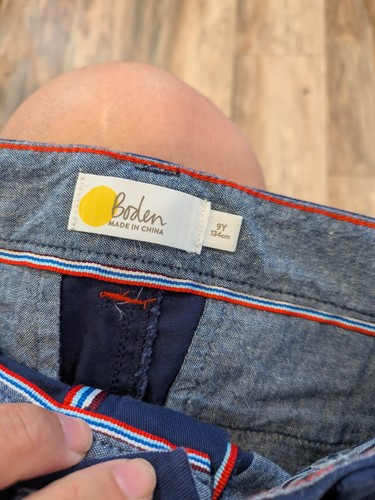 Boden Boys Size 9Y Navy Blue Chino shorts Adjustable Waist NWT - Picture 5 of 6