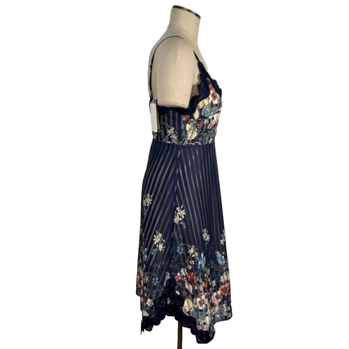 NWT Anthropologie Foxiedox Cami Midi Dress Slip Size S Floral Print Navy Blue - Picture 7 of 12