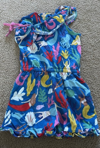 Mini Boden Jumpsuit Romper Girls 6-7 Years One Shoulder Blue Mermaid Outfit - Picture 6 of 6