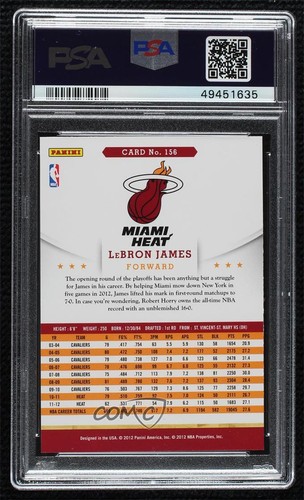 2012-13 NBA Hoops International Update LeBron James #156 PSA 7 - Picture 2 of 3