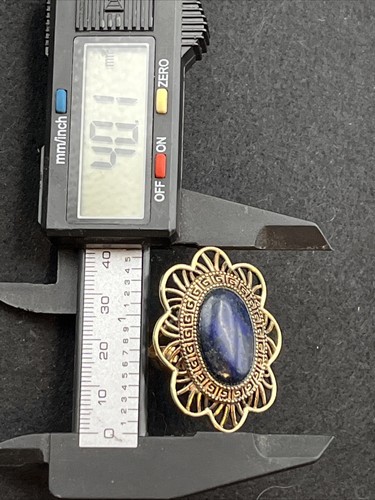 Vintage Barse Ring Bronze & Lapis Lazuli Large Ornate Statement Size 8.5 - Picture 12 of 15