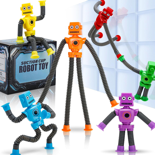 Robot Ventouse Jouets Pop Tubes | 6 Pcs - Jouets Fidget Sensoriels Extensibles pour Enfants A - Photo 9/12