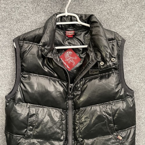Onitsuka Tiger Puffer Vest S/M Black Vintage Streetwear Full Zip - Picture 8 of 16