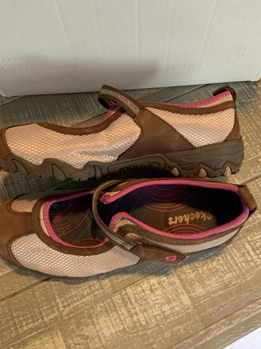 Skechers Womens Sz 8 Mary Jane Sport Shoes Hiking Outdoor 47116 Brown Pink - Picture 7 of 8
