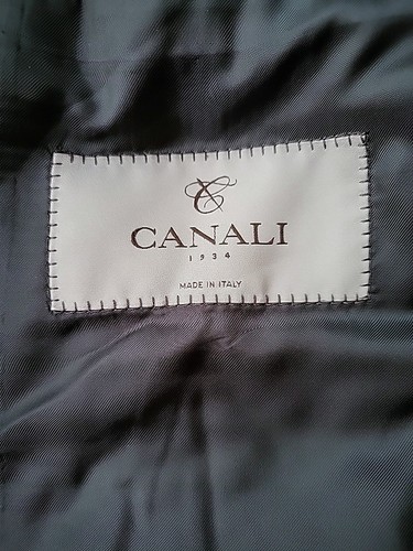 CANALI 1934 Blue On Black Striped wool Tweed Full-Canvas Jacket Blazer 50C 40S - Foto 3 di 10