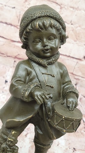 Estatua de niño baterista francés de bronce arte musical escultura coleccionable regalo - Imagen 6 de 10