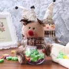  3Pcs Christmas Clear Candy Jars Box Containers Stuffed Plush Toy Doll