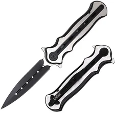 ElitEdge Assisted Folding Dagger 3.75" 8Cr13MoV Steel Blade Stainless Handle