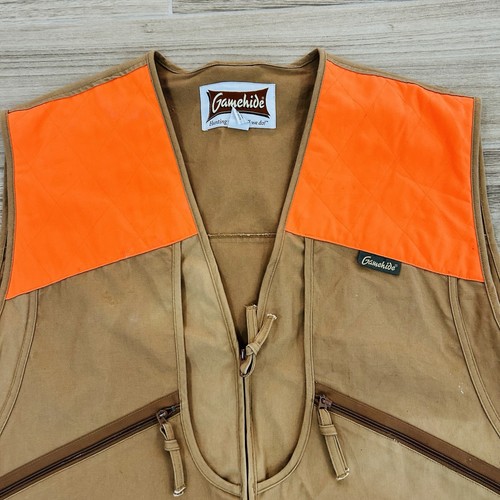 Vintage Gamehide Bird Hunting Canvas Vest Mens 3XL Tan Orange - Picture 2 of 10