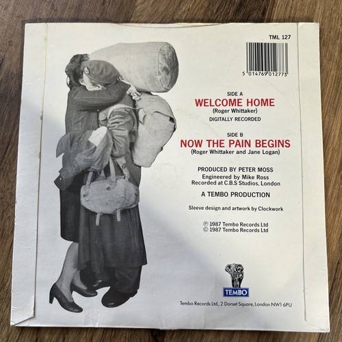 Roger Whittaker - Welcome Home | Now The Pain Begins 7” Vinyl Record Single - Picture 3 of 6