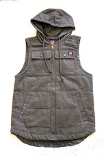 Vtg 90 s Wrangler Mens Small Dark Brown Hooded Full Zip Vest Workwear Outdoor