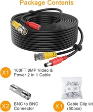 100ft BNC Siamese Video and Power Security Camera Extension Cable