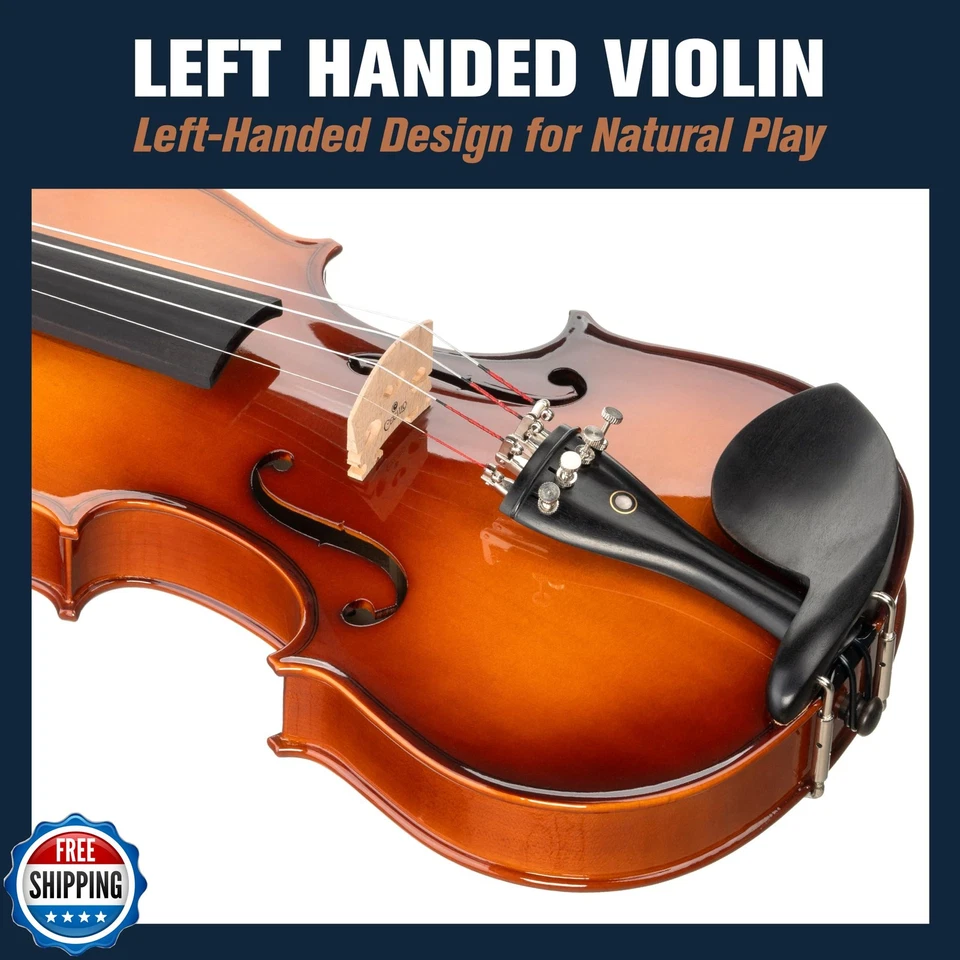 Cecilio 4/4 Full-Size Left-Handed Violin, Solid Spruce Top and Maple Body Pro - Image 3 of 4
