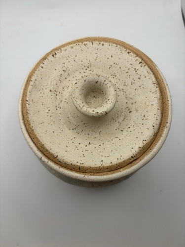 Handmade Lidded Clay Sugar Jar 4” Tall 4.5” Dia - Picture 7 of 9