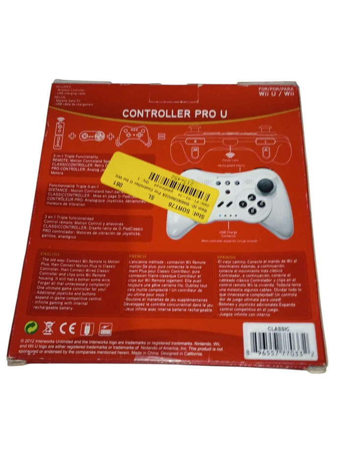 Wireless Pro Controller Game Pad for Nintendo Wii U by Old Skool New - Image 3 of 3