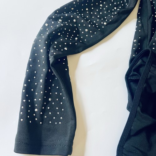 Schwarz Glitzer Strass Body Oberteil Langarm Gr. S | Party Disco Club Shirt - Bild 12 von 15