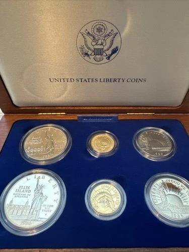 US Mint 1986 Liberty Statue Silver/Gold Proof & Uncirculated Coin Set - 6 Pieces