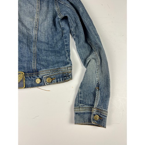 Chaqueta de mezclilla Rocawear niñas parches adornados botones dorados recortados mediana - Imagen 10 de 11