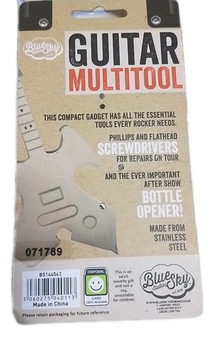 Blue Sky Guitar Shaped Multi-Tool Keyring, Bottle Opener & Screwdriver S / Steel - Picture 2 of 10