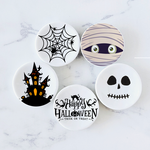 Miniature Halloween Ceramic Plates Set of 5 Spooky Dollhouse Decor 1:12 Scale - Picture 6 of 9