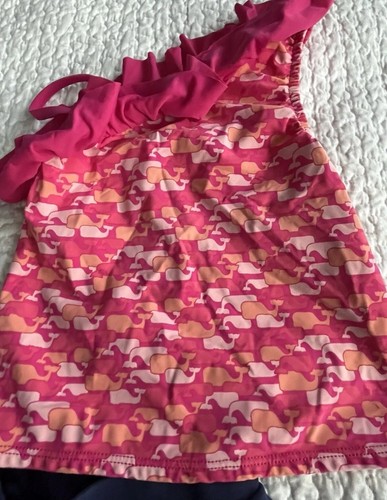 VINEYARD VINES GIRLS Small 1-SHOULDER WHALE TANKINI w/FREE Shorts Ruffled 6/6x - Picture 7 of 16