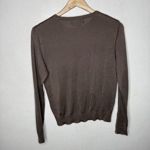 August Silk Knits Brown Long Sleeve Lightweight Sweater Womens Medium Crewneck - Picture 7 of 9