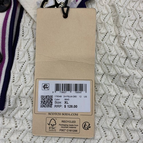 SCOTCH & SODA Pointelle Collared Knitted Polo Women's Size XL Soft Ice - Picture 4 of 8