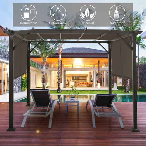 2PCS 16x4 Ft Universal Replacement Canopy for Pergola Structure Sun Awning Brown - Picture 8 of 10