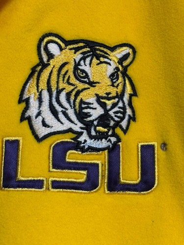 VINTAGE 90s RARE LSU Tigers Reversible Jacket XL Purple/Gold Fleece Windbreaker - Picture 4 of 12