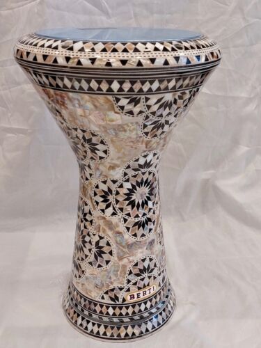 Egyptian Aluminum Inlaid Drum-Tabla-Dumback Plastic Head Shell 18" X 11" Order - Picture 1 of 5