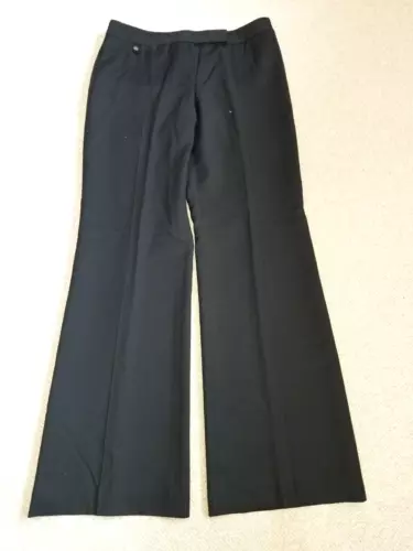 Womens Pants-ANN TAYLOR-black 100% virgin wool lined trousers Old Money office-6