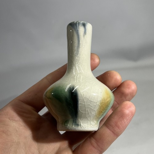 Antiker chinesischer Flaschenhals Sancai Majolica Knistern Glasur Knospen Vase - Bild 9 von 9