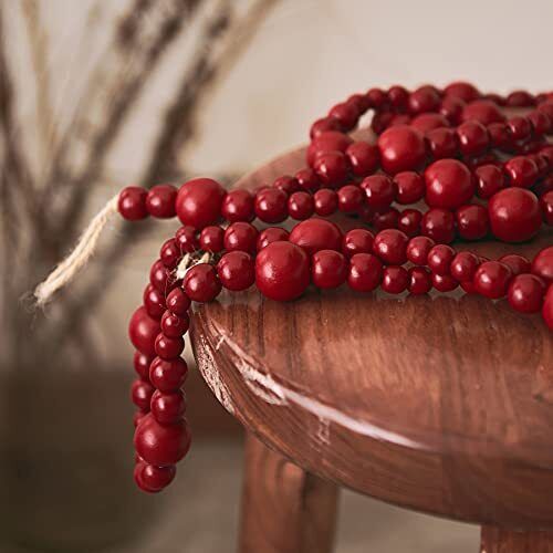 Farmhouse Beads 7ft Wood Bead Garland with Christmas Tree Holiday Decorations - Picture 3 of 7