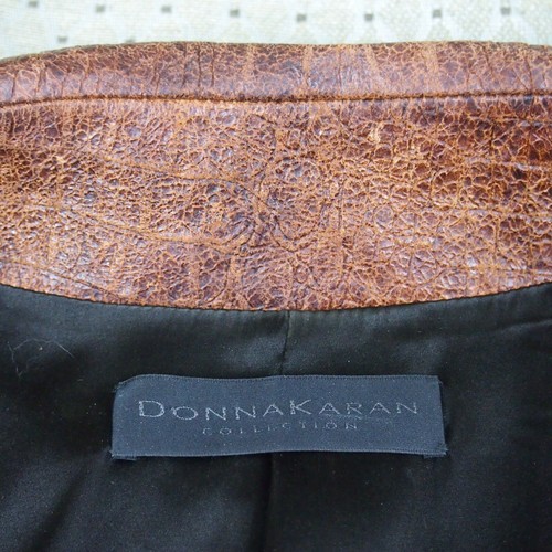 Donna Karan Lederjacke Krokodilduster spanisches Lammleder, Distressed Style - Bild 5 von 8