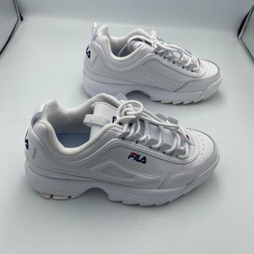 Fila Disruptor II Premium Lace Up Women's Sz 7.5 White Sneakers 5FM00002-125