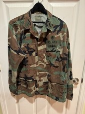Vintage U.S. NAVY Combat Woodland Camouflage Field Hot Weather Coat Medium Reg