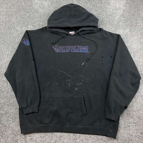 Vintage Thor Motocross Hoodie Mens 2XL Black Jeremy McGrath #2 Distressed