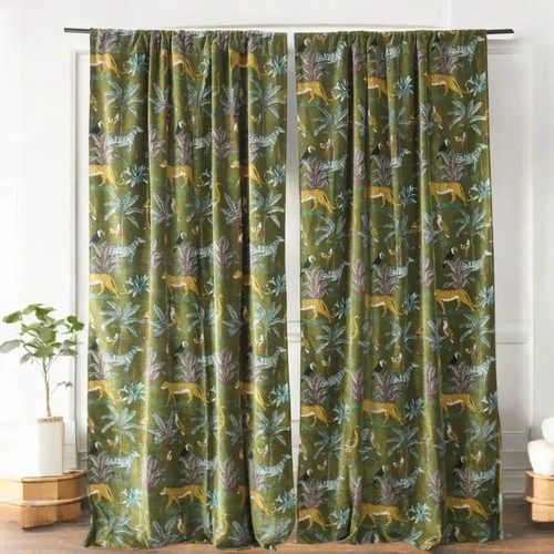 Green Velvet Curtain Drape Window Decor Door Curtain Blackout Luxury Curtain - Picture 2 of 5