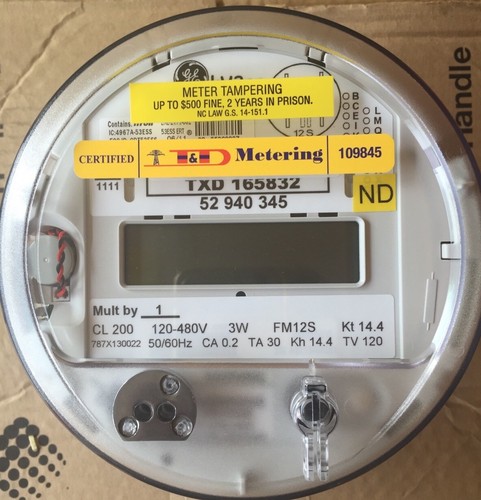 GE, WATTHOUR METER (KWH), KV / KV2C, FM12S, 200A, 5 LUG, 3W, 120V-480V, 50/60Hz - Picture 1 of 7