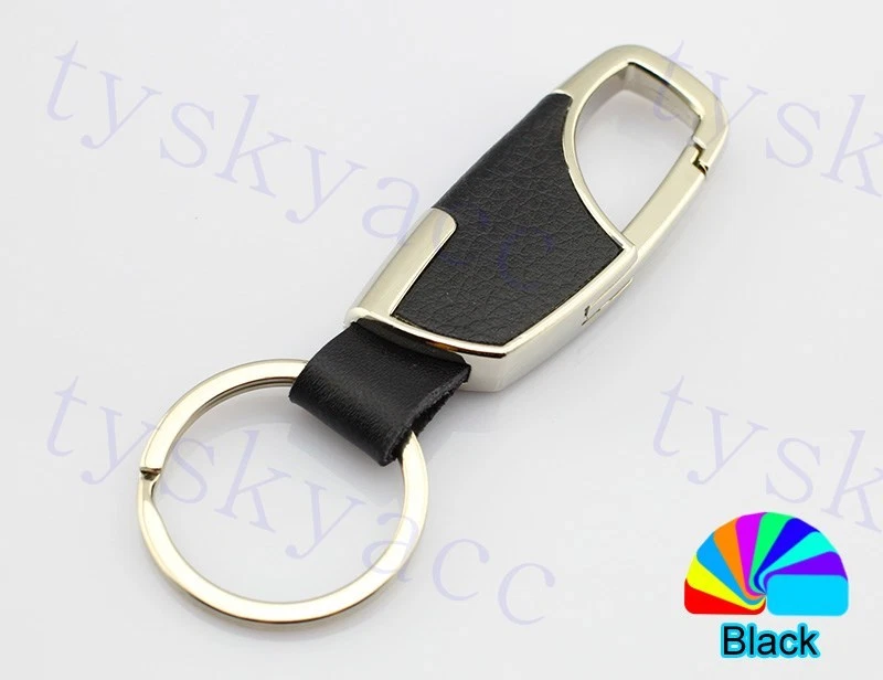 Car Accessories Gift Metal + Leather Key Ring Keyfob Key Chain Holder Ring Decor - Imagem 4 de 4