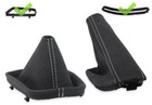 POUR BMW E46 SOUFFLET LEVIER DE VITESSE et FREIN ALCANTARA NOIR FIL BLANC +CADRE