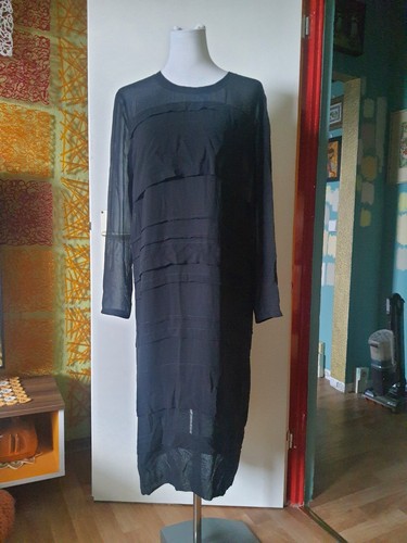 Schwarzes langes Kleid Lagenlook Designer Maxikleid, Sonia Rykiel, Gr 40, neu - Bild 3 von 12